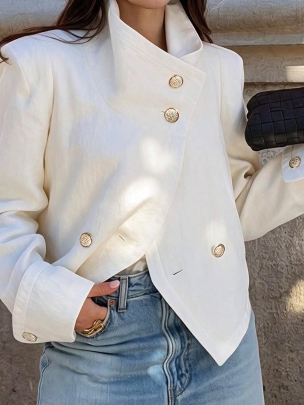 Classic Solid Button High collar Lightweight Trench Coat - Picture 5 of 7